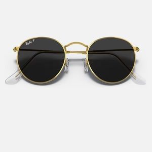 Ray-Ban Polarized Sunglasses Round Metal in Gold and Black